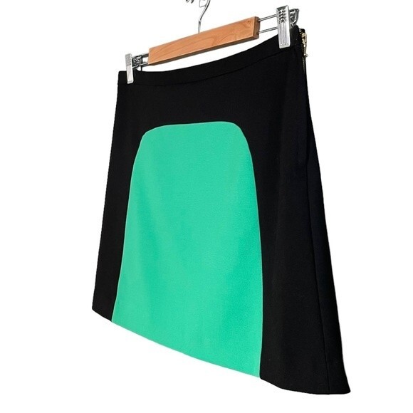 Vivienne Tam Skirt Mod Black Kelly Green Color-block Ponte Knit Mini Size 6 - Picture 4 of 9